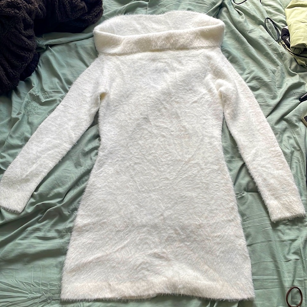 Off the Shoulder Fuzzy Holiday H&M Dress